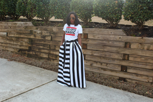 "Blurred Lines" Black & White Maxi Skirt