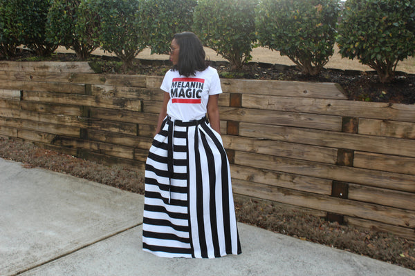 "Blurred Lines" Black & White Maxi Skirt
