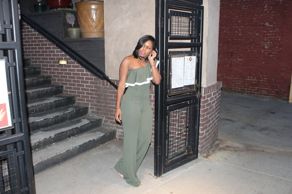 "One-Sided" Olive Jumpsuit