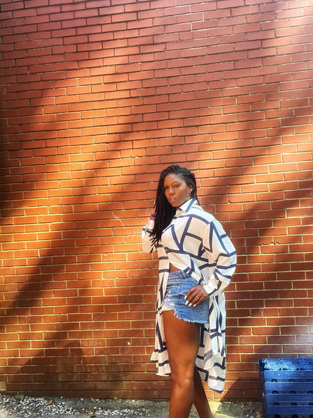 “Say Less- White & Blue” Oversized Dress/Top