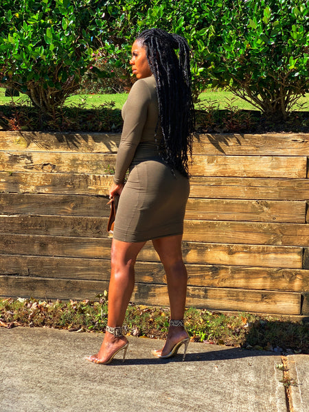 “Grown & Sexy-Olive” Fitted Dress