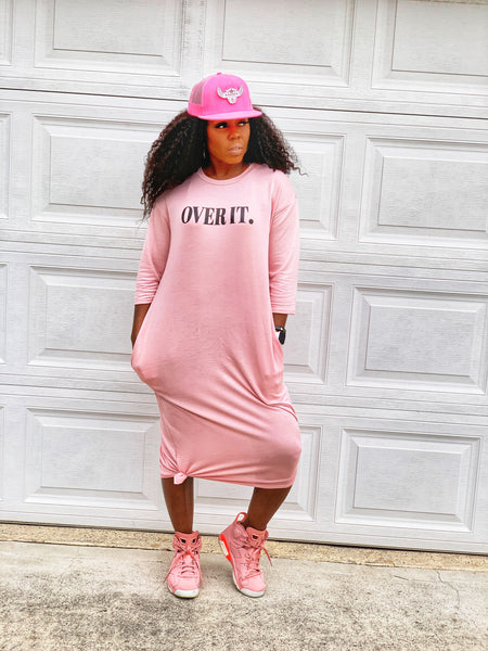 “Over It.- Pink” Oversized T-Shirt Dress