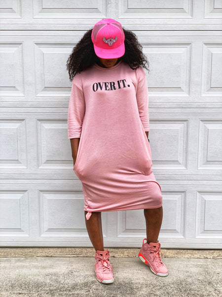 “Over It.- Pink” Oversized T-Shirt Dress