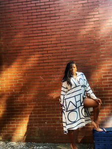 “Say Less- White & Blue” Oversized Dress/Top
