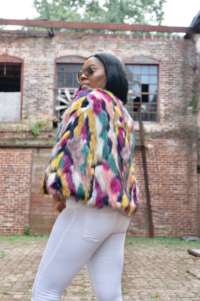 "Femme Fatale" Multicolored Faux Fur Jacket