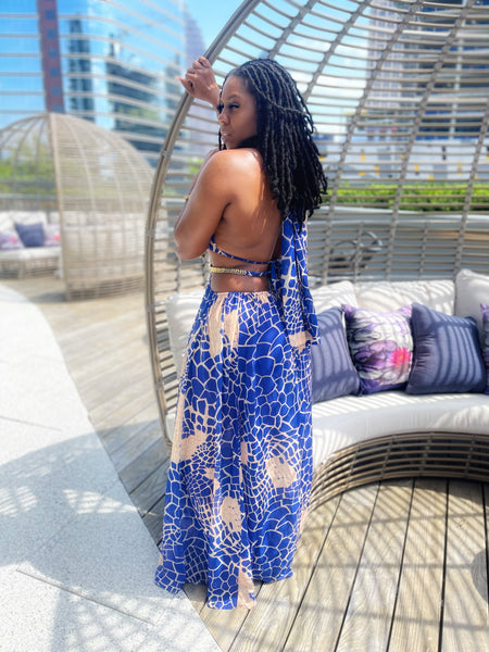 “Vacation Vibes” Blue Chain Maxi Dress