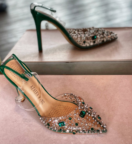 “Cinderella-PopStar Green” Jeweled Heels