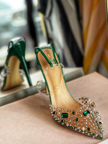 “Cinderella-PopStar Green” Jeweled Heels